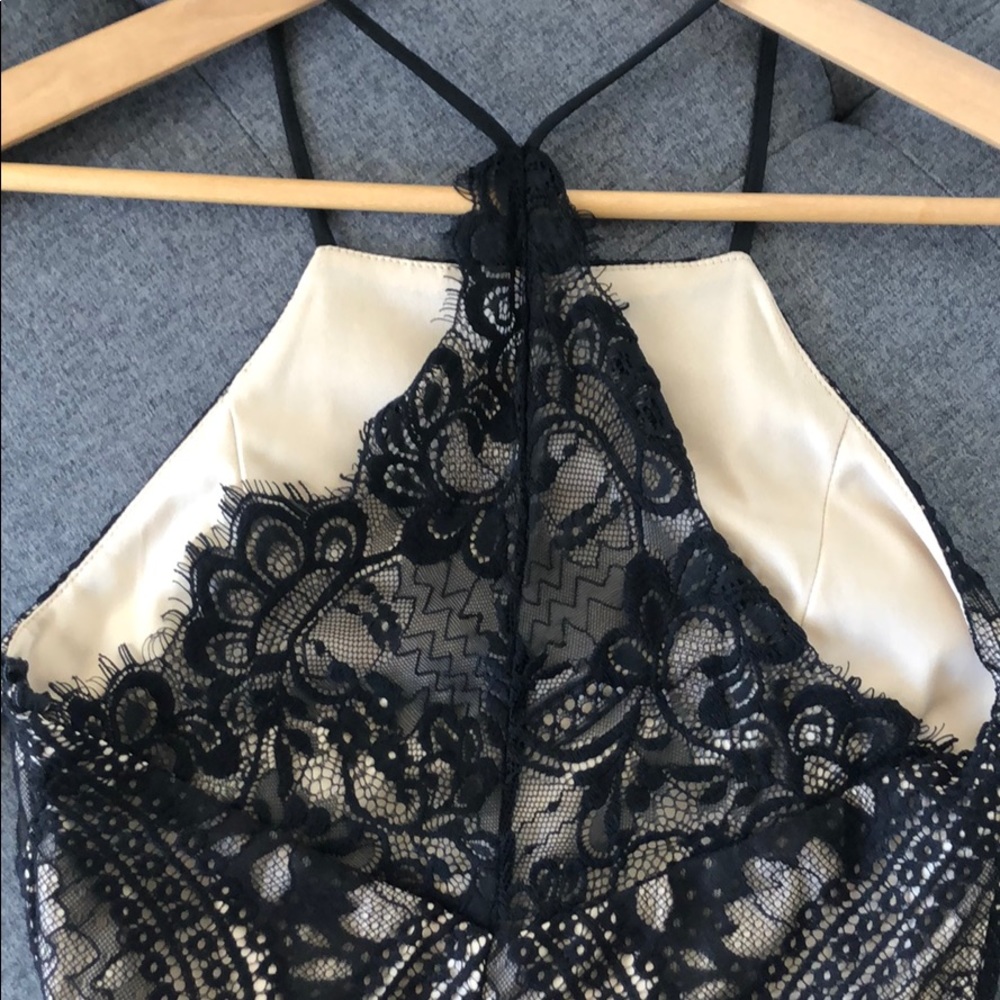 Francescas Black and Nude Lace Party Dress